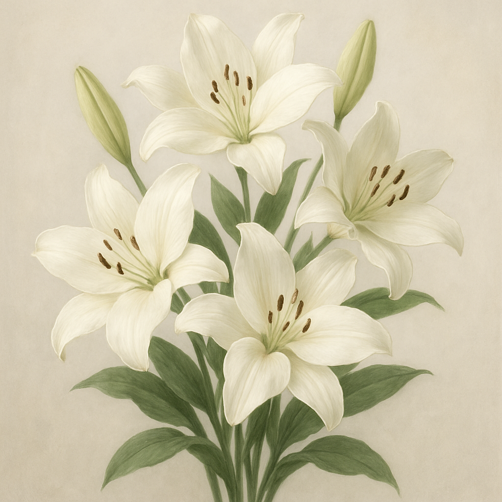 Delicate white lilies bouquet
