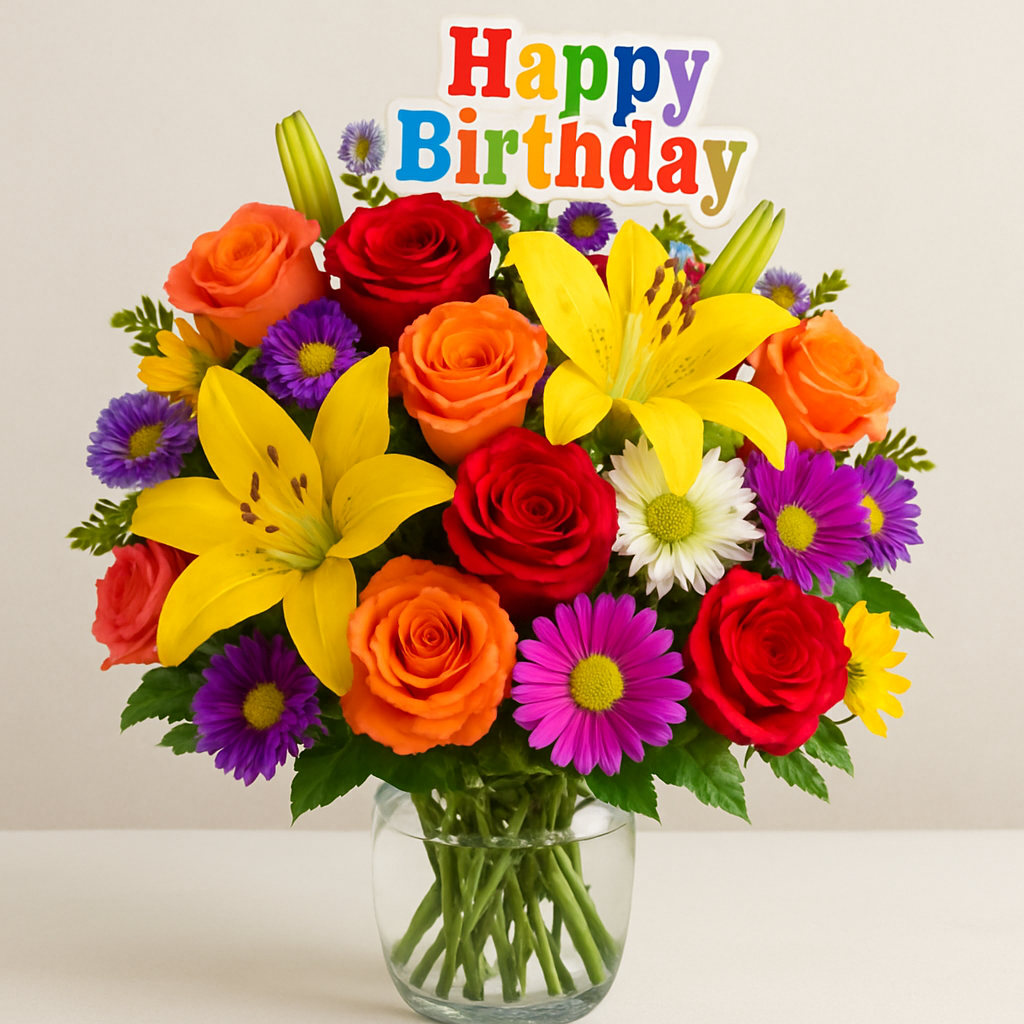 Beautiful birthday flower arrangement